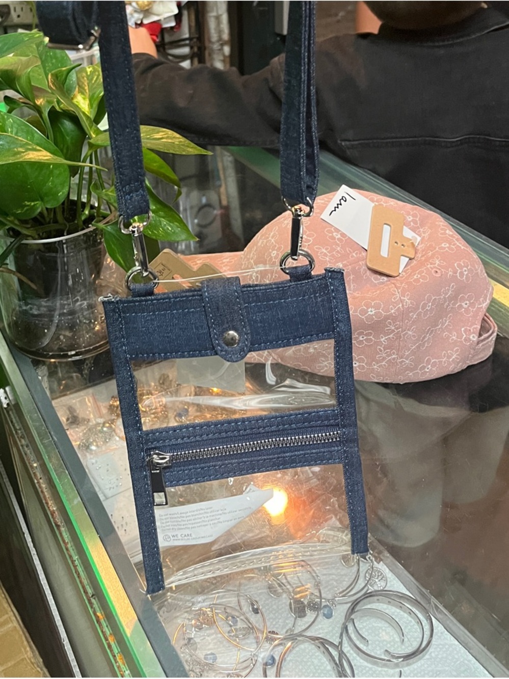 Clear PVC Crossbody with Dark Denim Trim